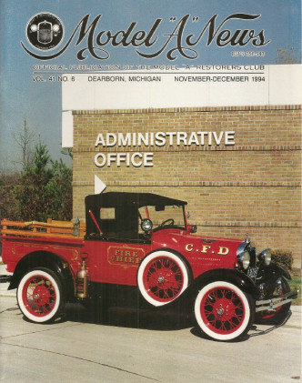 MODEL A NEWS 1994 NOV - 1928 FIRE CHIEF ROADSTER PICKUP, C-2 JACK